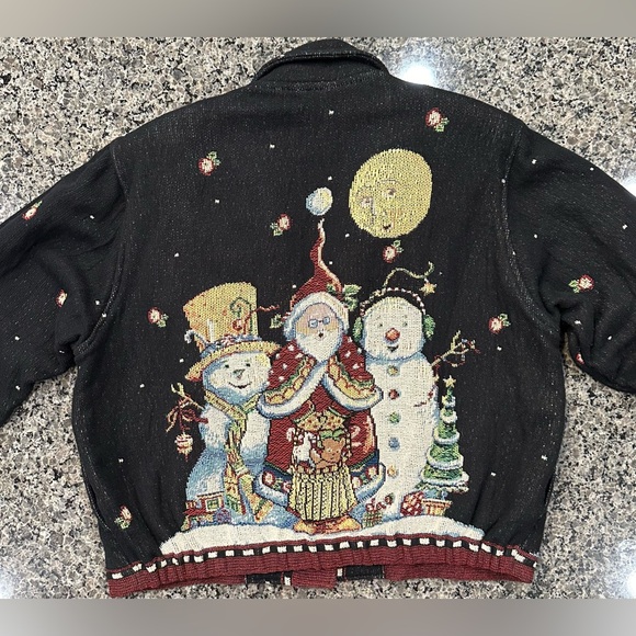 ✨VTG✨ Painted Pony Sweater Christmas Santa
Snowman Tapestry Jacket Med 🎅🏼☃️🎄 - Picture 12 of 15